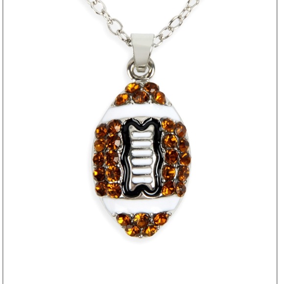 Jewelry - Rhinestone football pendant & necklace